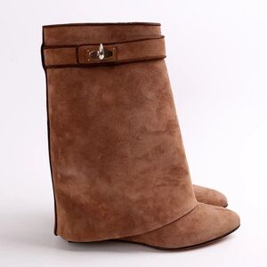 Givenchy Brown Suede Wedge Heeled Boots 8 8.5